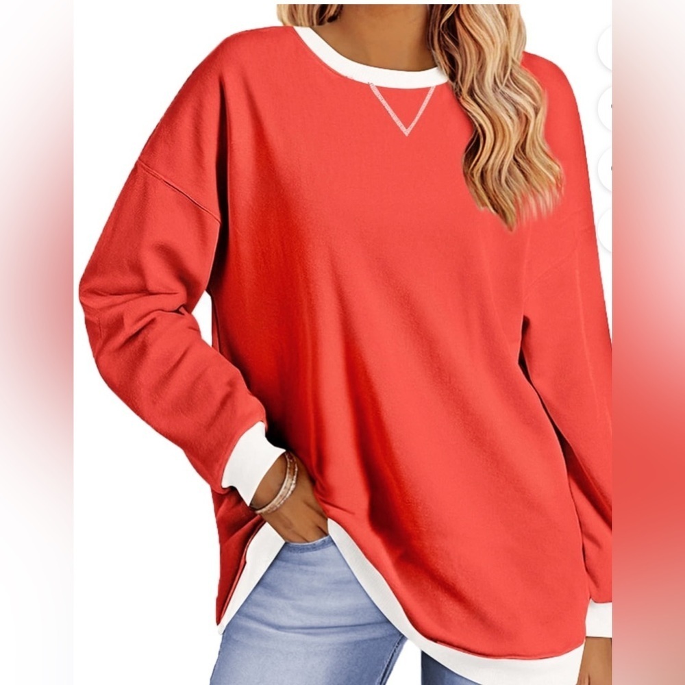 NWT-2XL classic orange, white trim, 
Casual long sleeve sweatshirt super soft